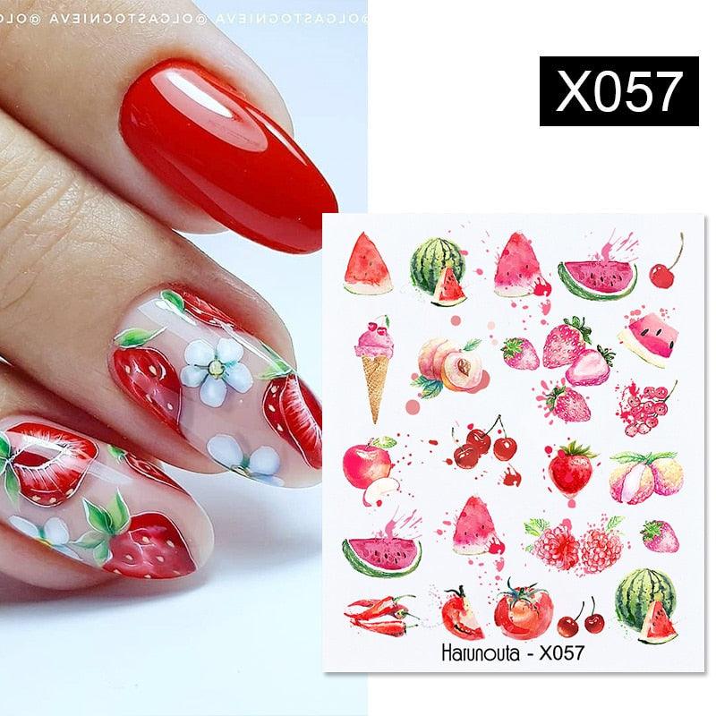 Summer Fruit Water Decals Kiwi Banana Strawberry Flower Alphabet Leaves Nail Art Stickers Wraps Slider Decorations 3D Fruit Nail Art Slices, Summer Fruit Slime Nail Supplies Nail Art Decorations Fruit Flakes Nail Accessories Stevvex