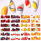 Summer Fruit Water Decals Kiwi Banana Strawberry Flower Alphabet Leaves Nail Art Stickers Wraps Slider Decorations 3D Fruit Nail Art Slices, Summer Fruit Slime Nail Supplies Nail Art Decorations Fruit Flakes Nail Accessories Stevvex