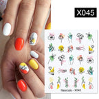 Summer Fruit Water Decals Kiwi Banana Strawberry Flower Alphabet Leaves Nail Art Stickers Wraps Slider Decorations 3D Fruit Nail Art Slices, Summer Fruit Slime Nail Supplies Nail Art Decorations Fruit Flakes Nail Accessories Stevvex