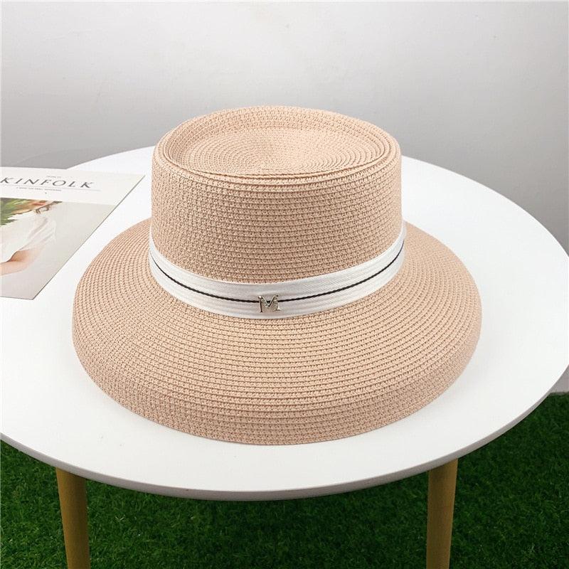 Summer Hat New Female Sun Hat Folding Beach Hat New Women's Ladies Wide Large Brim Floppy Folding Summer Beach Sun Hat Straw Cap Big Brim Elegant White Travel Sun Hat 55-58CM Stevvex