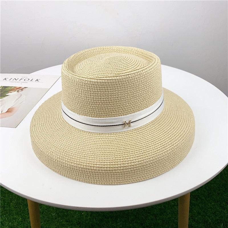 Summer Hat New Female Sun Hat Folding Beach Hat New Women's Ladies Wide Large Brim Floppy Folding Summer Beach Sun Hat Straw Cap Big Brim Elegant White Travel Sun Hat 55-58CM Stevvex