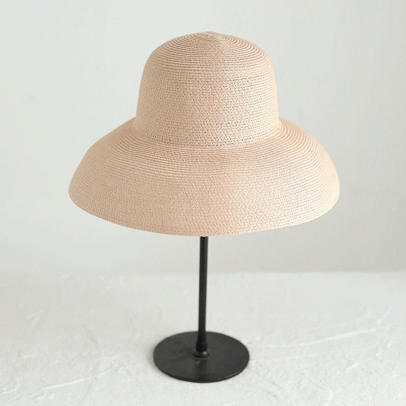 Summer Hat New Female Sun Hat Folding Beach Hat New Women's Ladies Wide Large Brim Floppy Folding Summer Beach Sun Hat Straw Cap Big Brim Elegant White Travel Sun Hat 55-58CM Stevvex