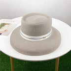 Summer Hat New Female Sun Hat Folding Beach Hat New Women's Ladies Wide Large Brim Floppy Folding Summer Beach Sun Hat Straw Cap Big Brim Elegant White Travel Sun Hat 55-58CM Stevvex