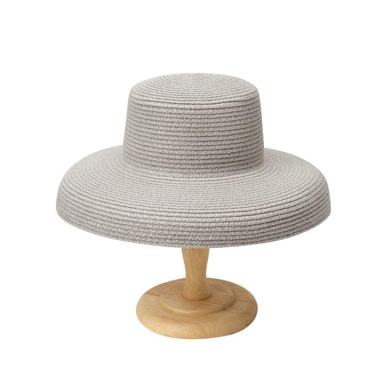 Summer Hat New Female Sun Hat Folding Beach Hat New Women's Ladies Wide Large Brim Floppy Folding Summer Beach Sun Hat Straw Cap Big Brim Elegant White Travel Sun Hat 55-58CM Stevvex