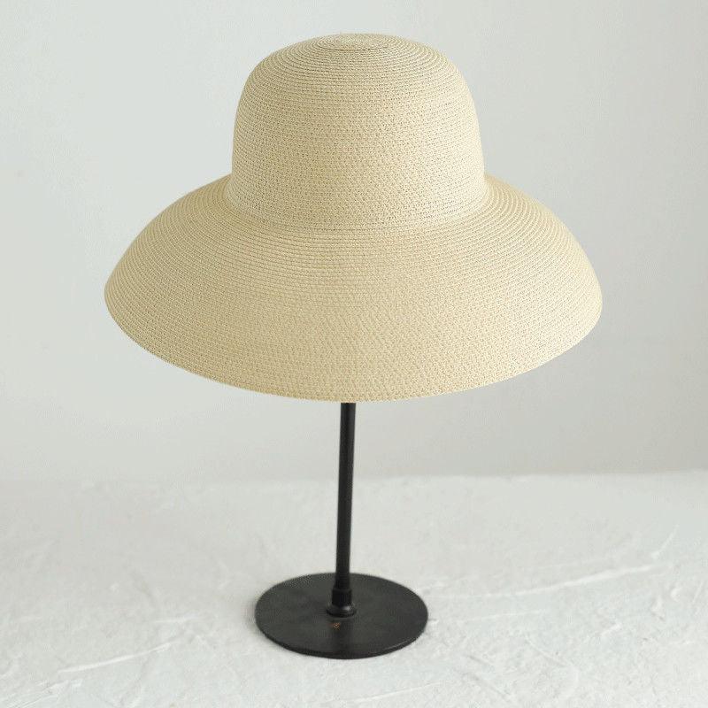 Summer Hat New Female Sun Hat Folding Beach Hat New Women's Ladies Wide Large Brim Floppy Folding Summer Beach Sun Hat Straw Cap Big Brim Elegant White Travel Sun Hat 55-58CM Stevvex