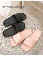 Summer Home Mens Slippers Simple Black White Shoes Non-Slip Bathroom Slides Flip Flops Indoor Women Slippers Soft Slides Slippers For Men Cloud Cushioned Slides Thick Non-Slip Pool Gym House Slipper Stevvex