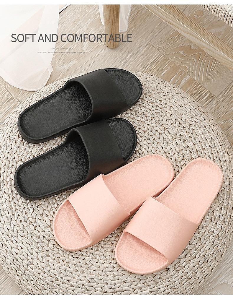 Summer Home Mens Slippers Simple Black White Shoes Non-Slip Bathroom Slides Flip Flops Indoor Women Slippers Soft Slides Slippers For Men Cloud Cushioned Slides Thick Non-Slip Pool Gym House Slipper Stevvex
