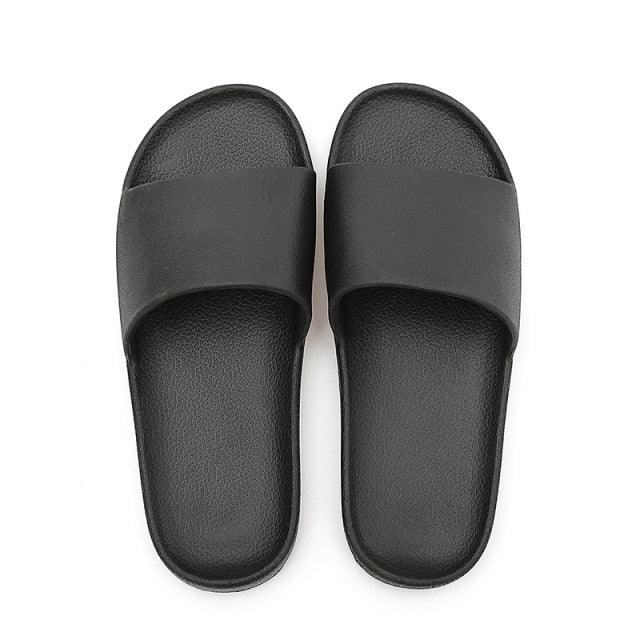 Summer Home Mens Slippers Simple Black White Shoes Non-Slip Bathroom Slides Flip Flops Indoor Women Slippers Soft Slides Slippers For Men Cloud Cushioned Slides Thick Non-Slip Pool Gym House Slipper Stevvex