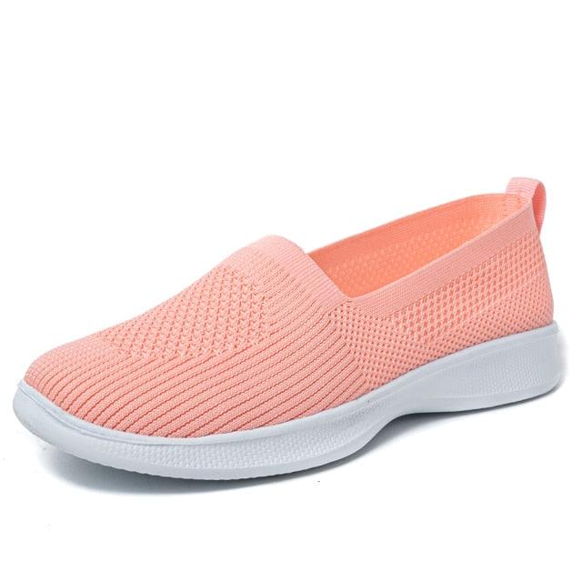 Summer Knitting Sock Women's Sneakers Slip On Shoes Lightweight Flat Women's Sports Breathable Mesh Platform Fashion Casual Slip On Easy Walking Espadrilles Stevvex