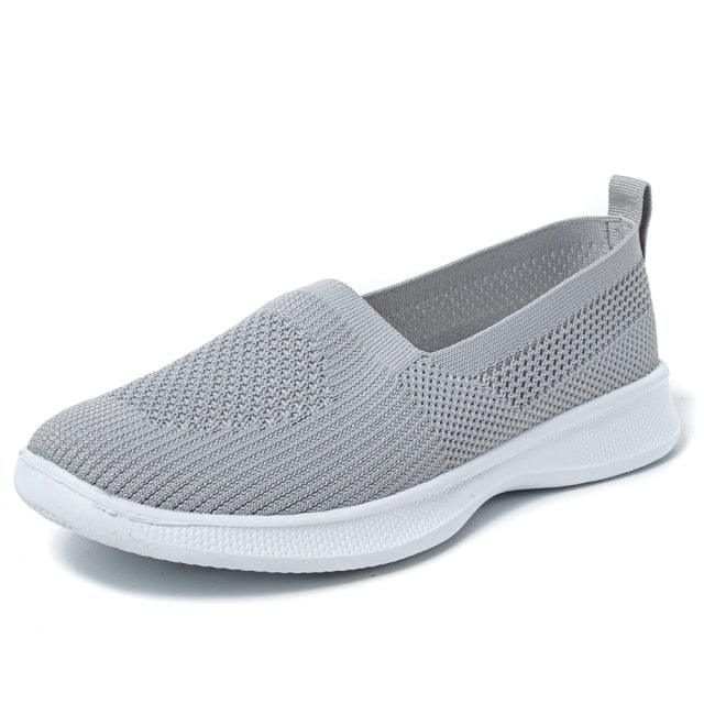 Summer Knitting Sock Women's Sneakers Slip On Shoes Lightweight Flat Women's Sports Breathable Mesh Platform Fashion Casual Slip On Easy Walking Espadrilles Stevvex