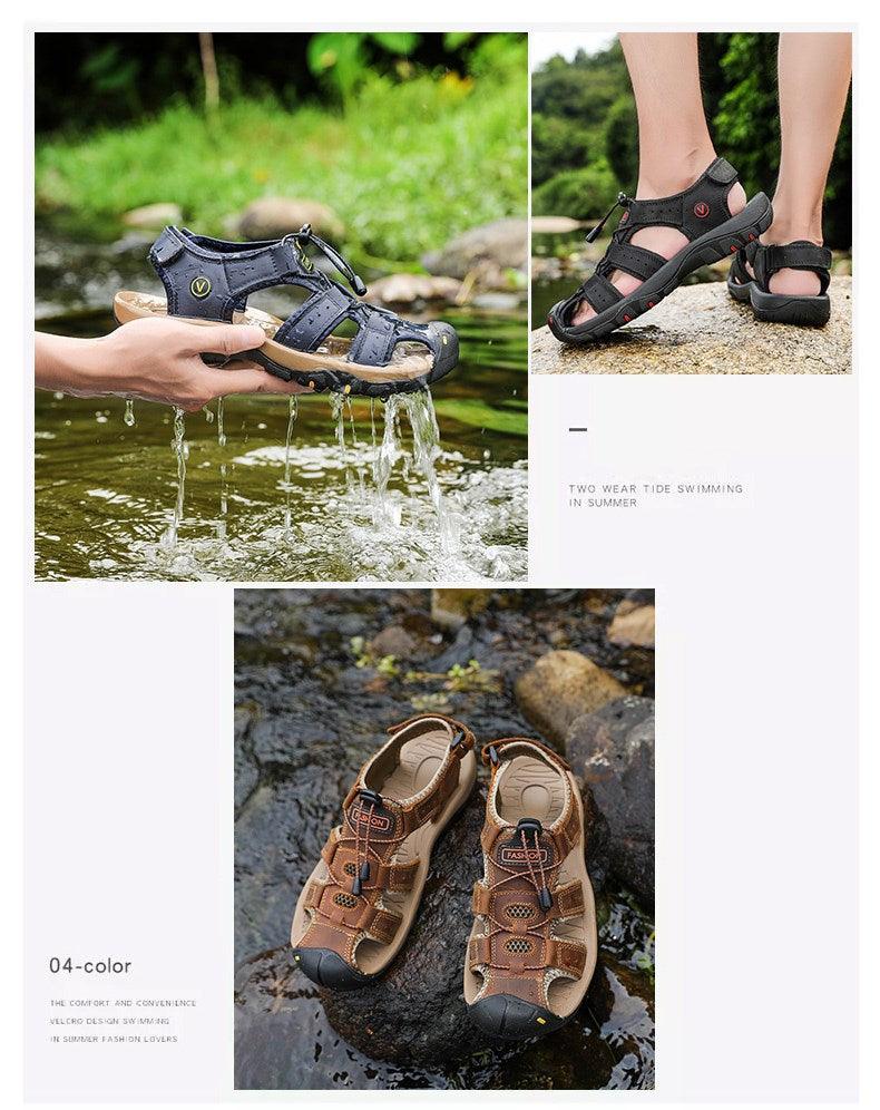 Summer Men's Breathable Sandals Beach Casual Shoes Thick Sole Closed Toe Aqua Shoes Hiking Fishing Summer Closed Toe Walking Sandal For Athletic Outdoor Lightweight Beach Breathable Waterproof Sandals Stevvex