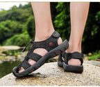 Summer Men's Breathable Sandals Beach Casual Shoes Thick Sole Closed Toe Aqua Shoes Hiking Fishing Summer Closed Toe Walking Sandal For Athletic Outdoor Lightweight Beach Breathable Waterproof Sandals Stevvex
