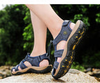 Summer Men's Breathable Sandals Beach Casual Shoes Thick Sole Closed Toe Aqua Shoes Hiking Fishing Summer Closed Toe Walking Sandal For Athletic Outdoor Lightweight Beach Breathable Waterproof Sandals Stevvex