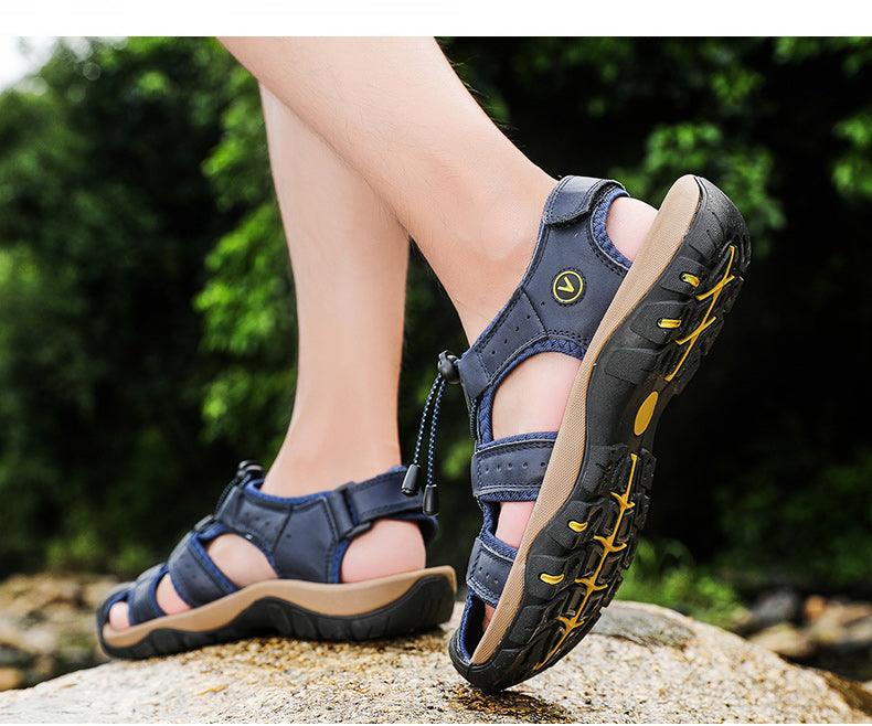 Summer Men's Breathable Sandals Beach Casual Shoes Thick Sole Closed Toe Aqua Shoes Hiking Fishing Summer Closed Toe Walking Sandal For Athletic Outdoor Lightweight Beach Breathable Waterproof Sandals Stevvex