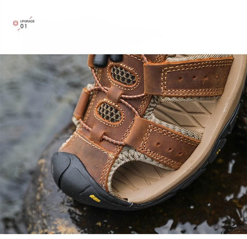Summer Men's Breathable Sandals Beach Casual Shoes Thick Sole Closed Toe Aqua Shoes Hiking Fishing Summer Closed Toe Walking Sandal For Athletic Outdoor Lightweight Beach Breathable Waterproof Sandals Stevvex