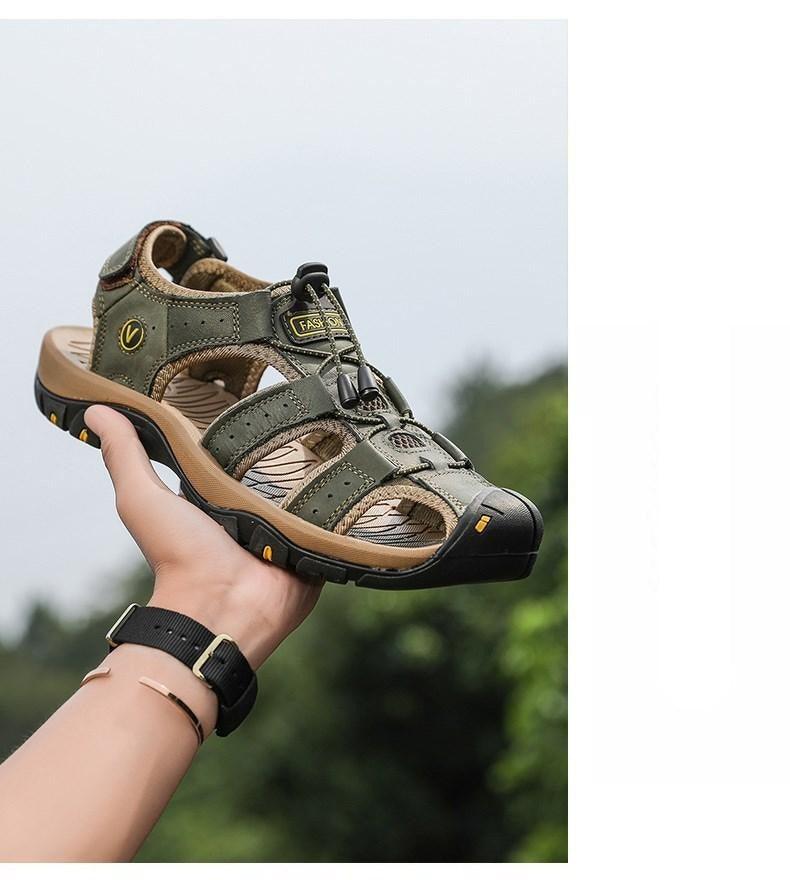 Summer Men's Breathable Sandals Beach Casual Shoes Thick Sole Closed Toe Aqua Shoes Hiking Fishing Summer Closed Toe Walking Sandal For Athletic Outdoor Lightweight Beach Breathable Waterproof Sandals Stevvex