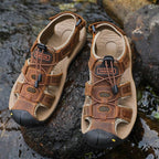 Summer Men's Breathable Sandals Beach Casual Shoes Thick Sole Closed Toe Aqua Shoes Hiking Fishing Summer Closed Toe Walking Sandal For Athletic Outdoor Lightweight Beach Breathable Waterproof Sandals Stevvex