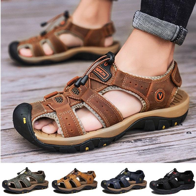 Summer Men's Breathable Sandals Beach Casual Shoes Thick Sole Closed Toe Aqua Shoes Hiking Fishing Summer Closed Toe Walking Sandal For Athletic Outdoor Lightweight Beach Breathable Waterproof Sandals Stevvex