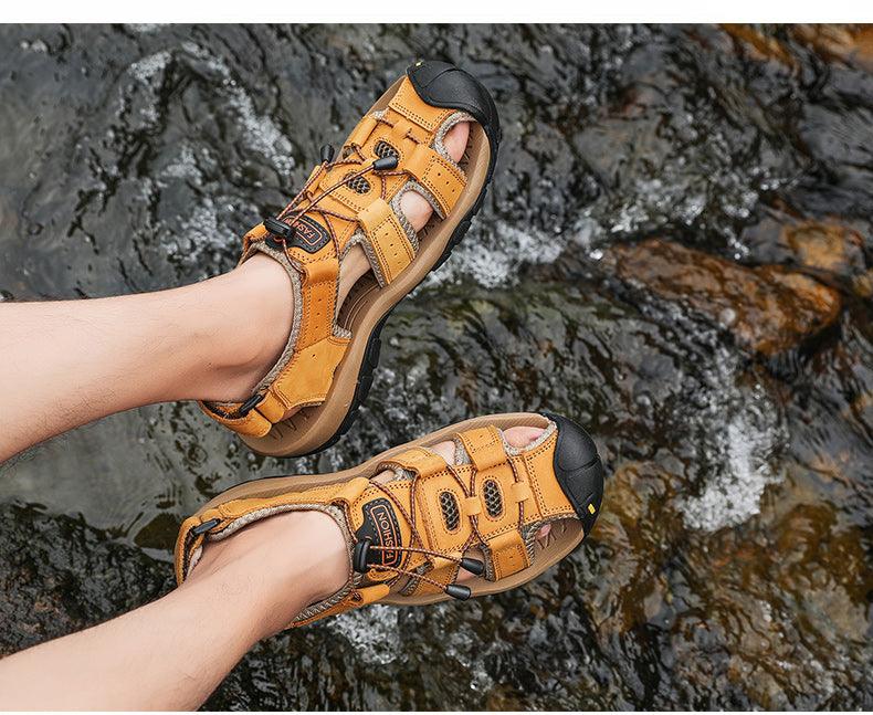 Summer Men's Breathable Sandals Beach Casual Shoes Thick Sole Closed Toe Aqua Shoes Hiking Fishing Summer Closed Toe Walking Sandal For Athletic Outdoor Lightweight Beach Breathable Waterproof Sandals Stevvex