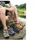 Summer Men's Breathable Sandals Beach Casual Shoes Thick Sole Closed Toe Aqua Shoes Hiking Fishing Summer Closed Toe Walking Sandal For Athletic Outdoor Lightweight Beach Breathable Waterproof Sandals Stevvex