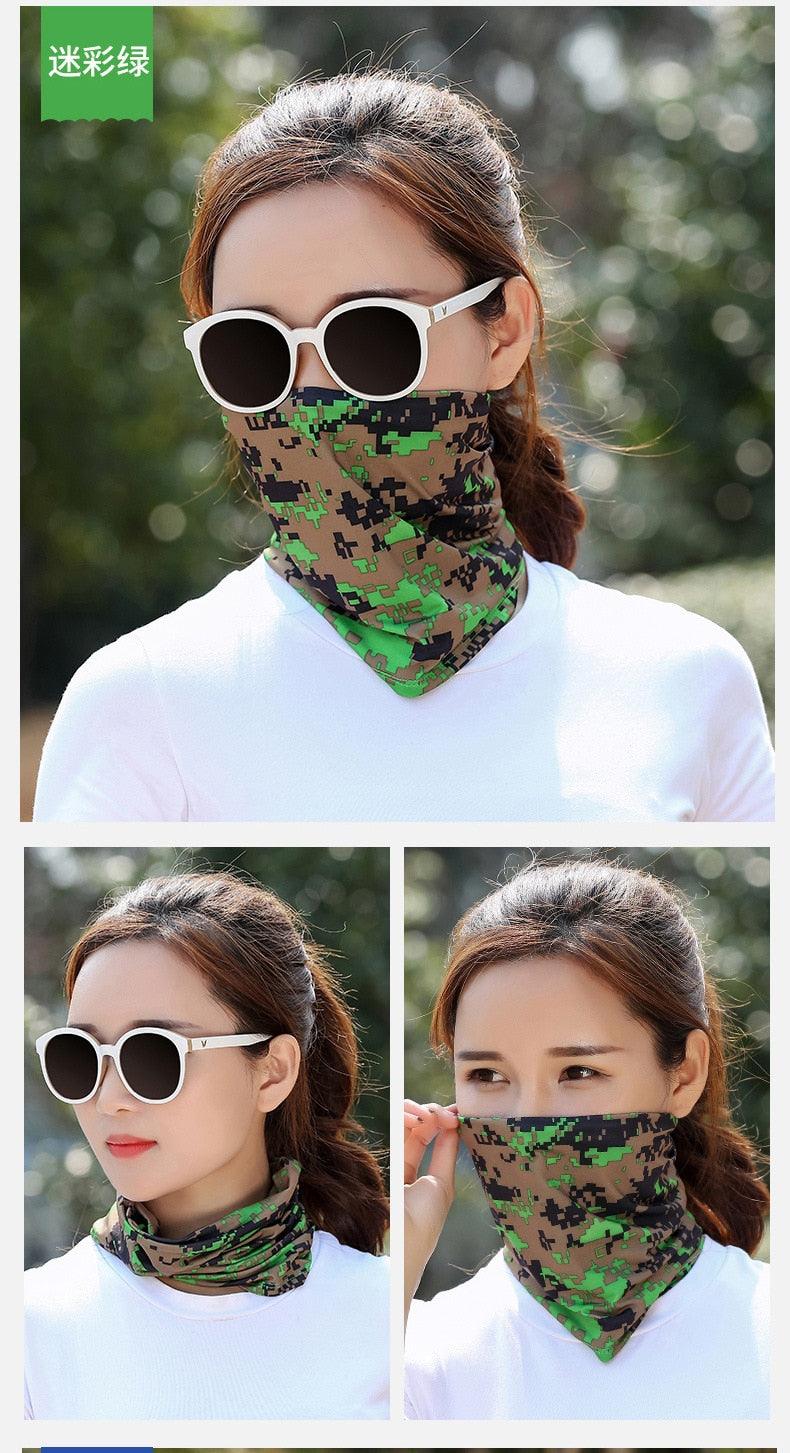 Summer Men Women Camouflage Bandana Half Face Mask Neck Gaiter Cover Face Scarf  Cycling Hunting Fishing Balaclava Scarf Unisex Men Women Bandanas Polyester Breathable Windproof Anti UV Neck Cover Camping Hiking Climbing Face Mask Stevvex
