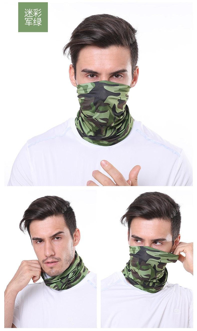 Summer Men Women Camouflage Bandana Half Face Mask Neck Gaiter Cover Face Scarf  Cycling Hunting Fishing Balaclava Scarf Unisex Men Women Bandanas Polyester Breathable Windproof Anti UV Neck Cover Camping Hiking Climbing Face Mask Stevvex