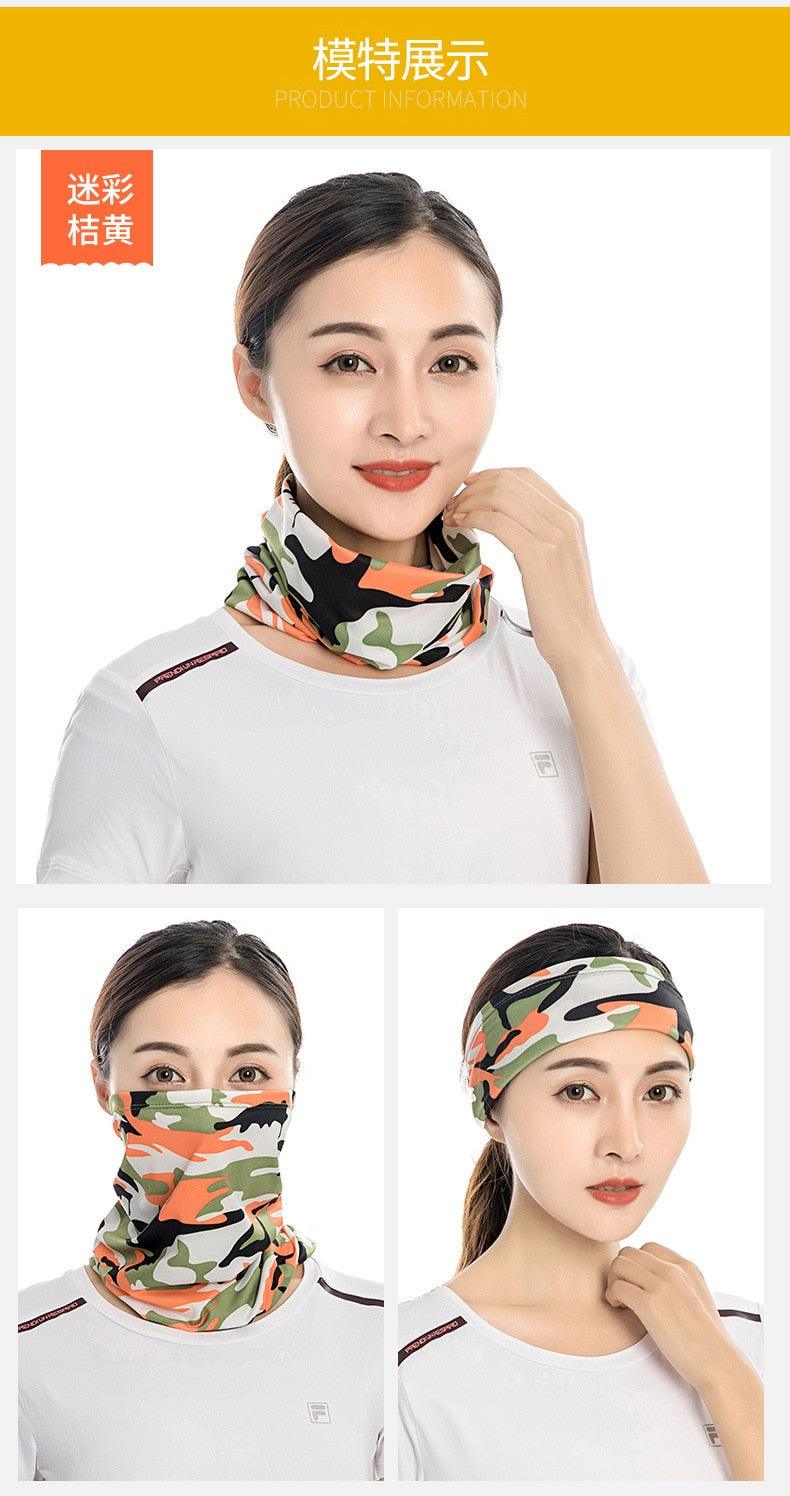Summer Men Women Camouflage Bandana Half Face Mask Neck Gaiter Cover Face Scarf  Cycling Hunting Fishing Balaclava Scarf Unisex Men Women Bandanas Polyester Breathable Windproof Anti UV Neck Cover Camping Hiking Climbing Face Mask Stevvex