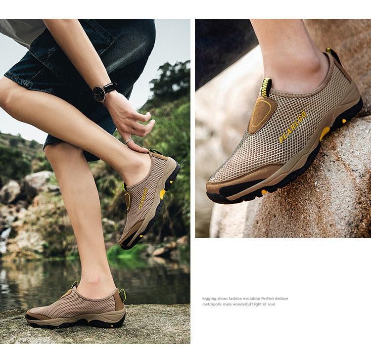 Summer Mesh Beach Men Shoes  Lightweight Breathable Walking Footwear New Slip-On Comfortable Outdoor Walking Footwear Non-Slip Running Climbing Shoes Sneakers Lightweight Breathable Walking Shoes Stevvex