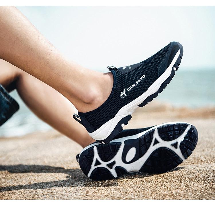 Summer Mesh Beach Men Shoes  Lightweight Breathable Walking Footwear New Slip-On Comfortable Outdoor Walking Footwear Non-Slip Running Climbing Shoes Sneakers Lightweight Breathable Walking Shoes Stevvex