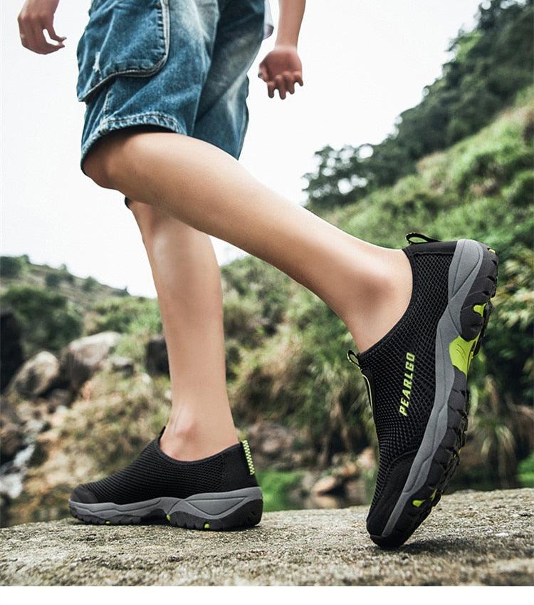 Summer Mesh Beach Men Shoes  Lightweight Breathable Walking Footwear New Slip-On Comfortable Outdoor Walking Footwear Non-Slip Running Climbing Shoes Sneakers Lightweight Breathable Walking Shoes Stevvex