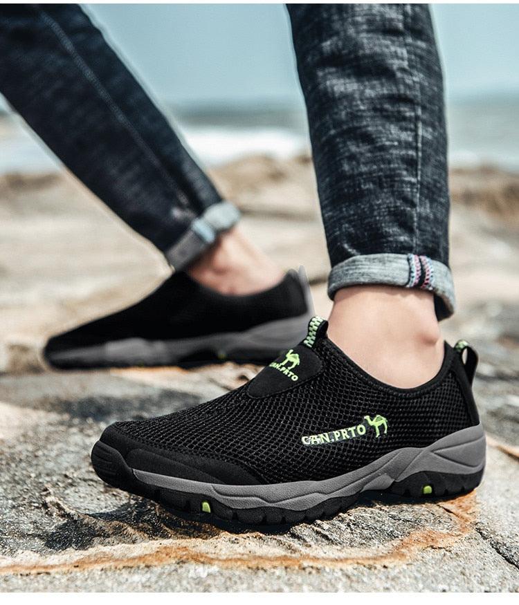 Summer Mesh Beach Men Shoes  Lightweight Breathable Walking Footwear New Slip-On Comfortable Outdoor Walking Footwear Non-Slip Running Climbing Shoes Sneakers Lightweight Breathable Walking Shoes Stevvex