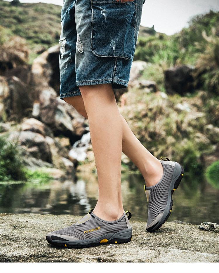 Summer Mesh Beach Men Shoes  Lightweight Breathable Walking Footwear New Slip-On Comfortable Outdoor Walking Footwear Non-Slip Running Climbing Shoes Sneakers Lightweight Breathable Walking Shoes Stevvex