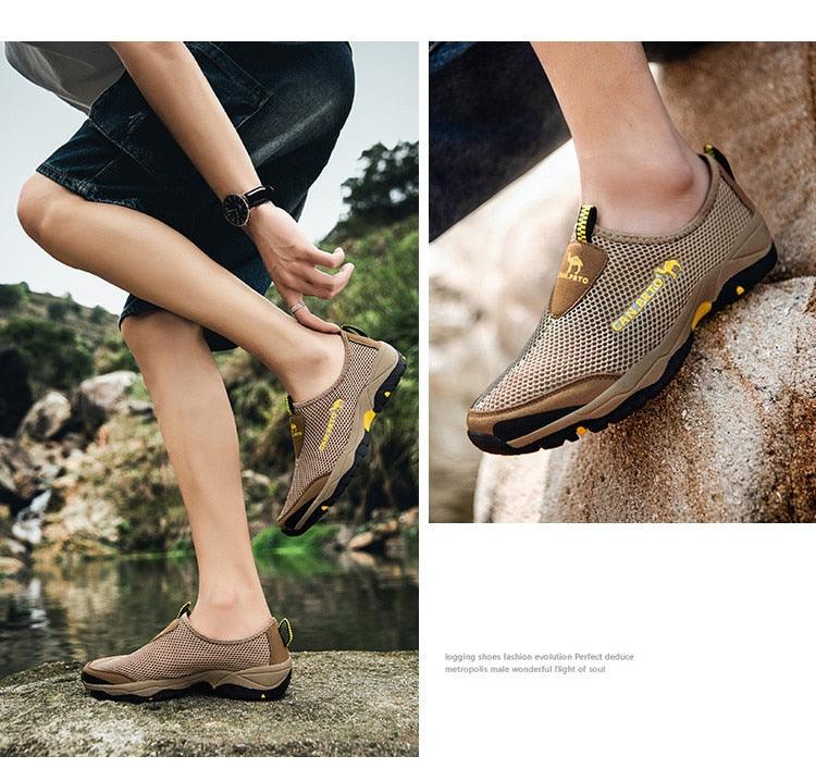 Summer Mesh Beach Men Shoes  Lightweight Breathable Walking Footwear New Slip-On Comfortable Outdoor Walking Footwear Non-Slip Running Climbing Shoes Sneakers Lightweight Breathable Walking Shoes Stevvex