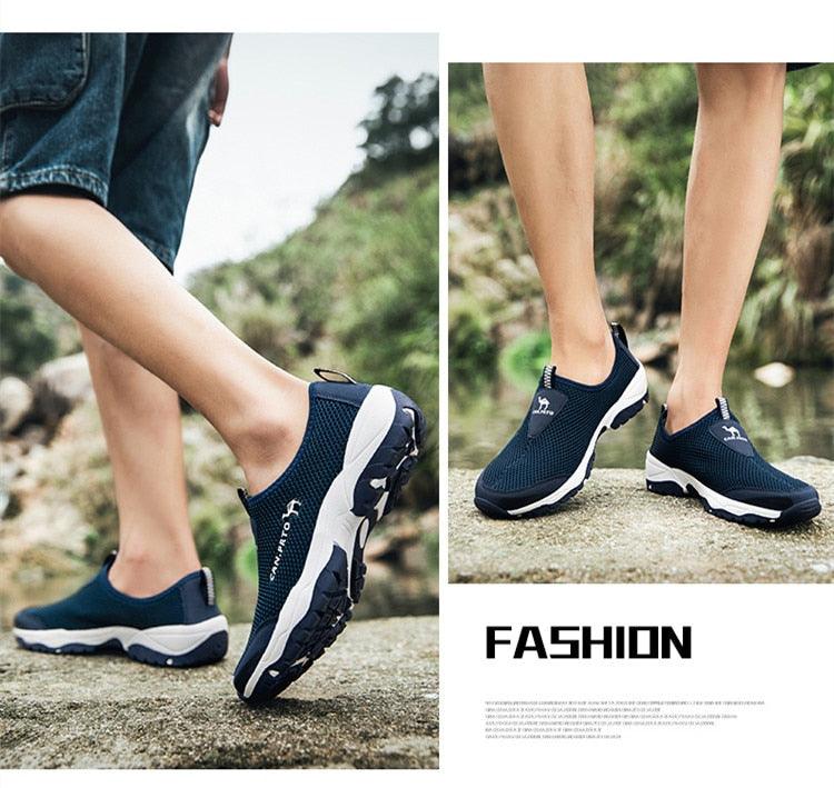 Summer Mesh Beach Men Shoes  Lightweight Breathable Walking Footwear New Slip-On Comfortable Outdoor Walking Footwear Non-Slip Running Climbing Shoes Sneakers Lightweight Breathable Walking Shoes Stevvex