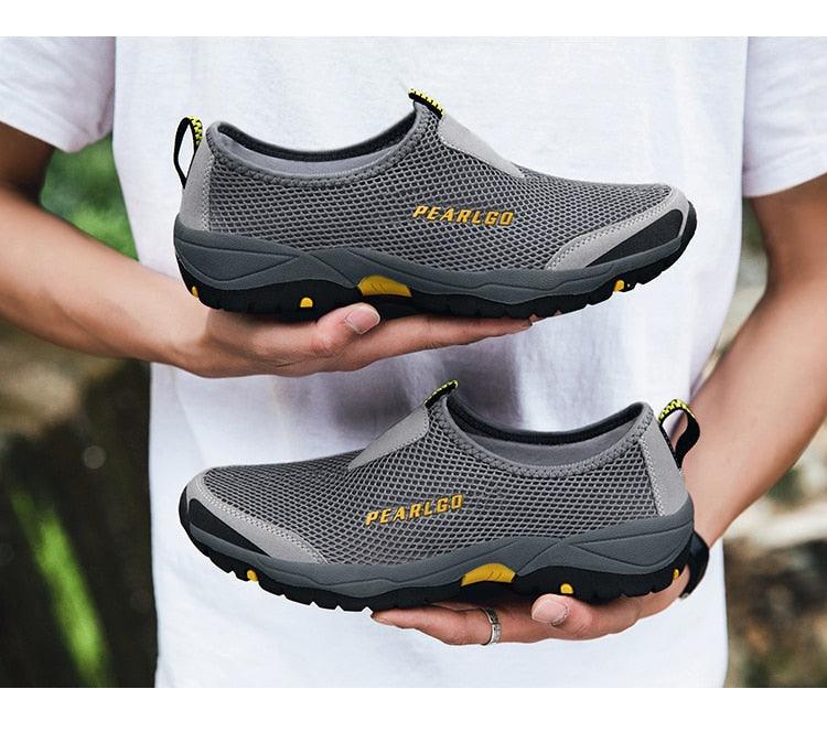 Summer Mesh Beach Men Shoes  Lightweight Breathable Walking Footwear New Slip-On Comfortable Outdoor Walking Footwear Non-Slip Running Climbing Shoes Sneakers Lightweight Breathable Walking Shoes Stevvex