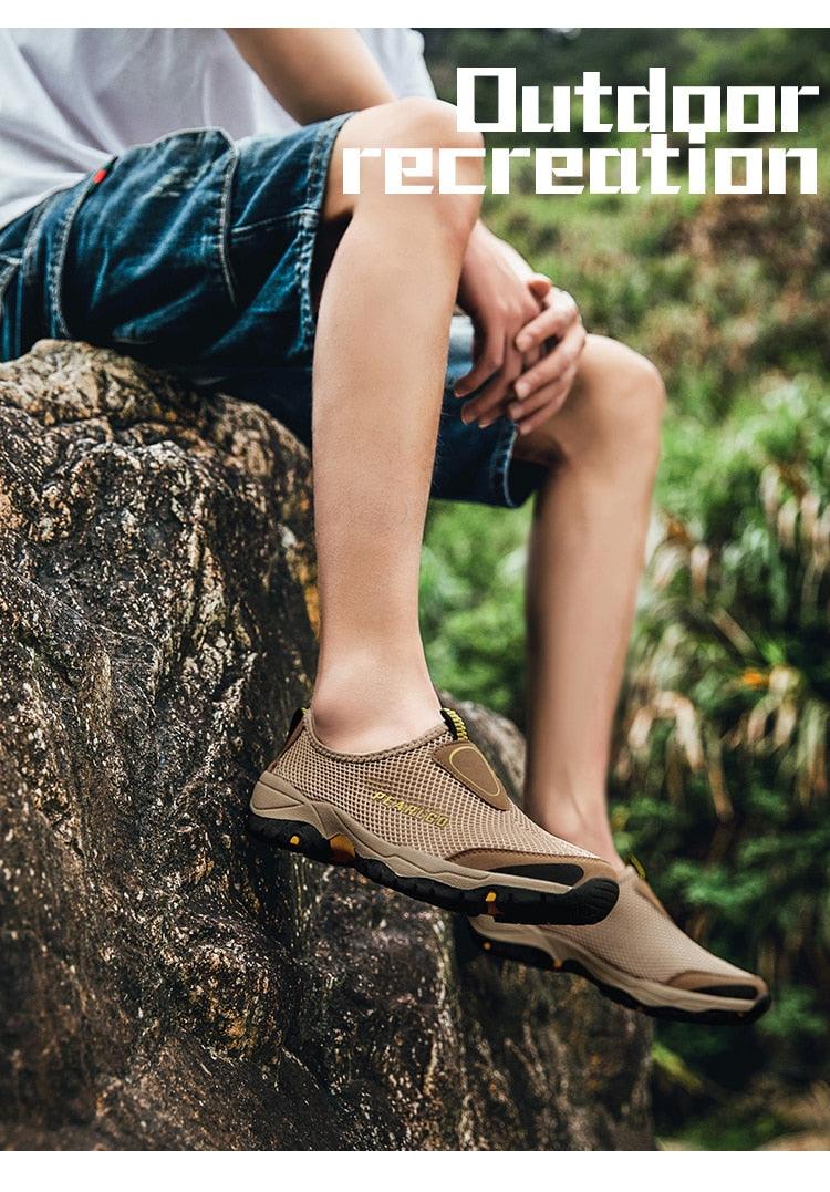 Summer Mesh Beach Men Shoes  Lightweight Breathable Walking Footwear New Slip-On Comfortable Outdoor Walking Footwear Non-Slip Running Climbing Shoes Sneakers Lightweight Breathable Walking Shoes Stevvex