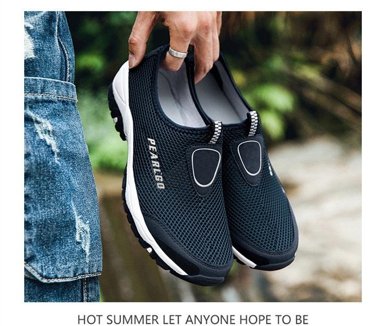 Summer Mesh Beach Men Shoes  Lightweight Breathable Walking Footwear New Slip-On Comfortable Outdoor Walking Footwear Non-Slip Running Climbing Shoes Sneakers Lightweight Breathable Walking Shoes Stevvex