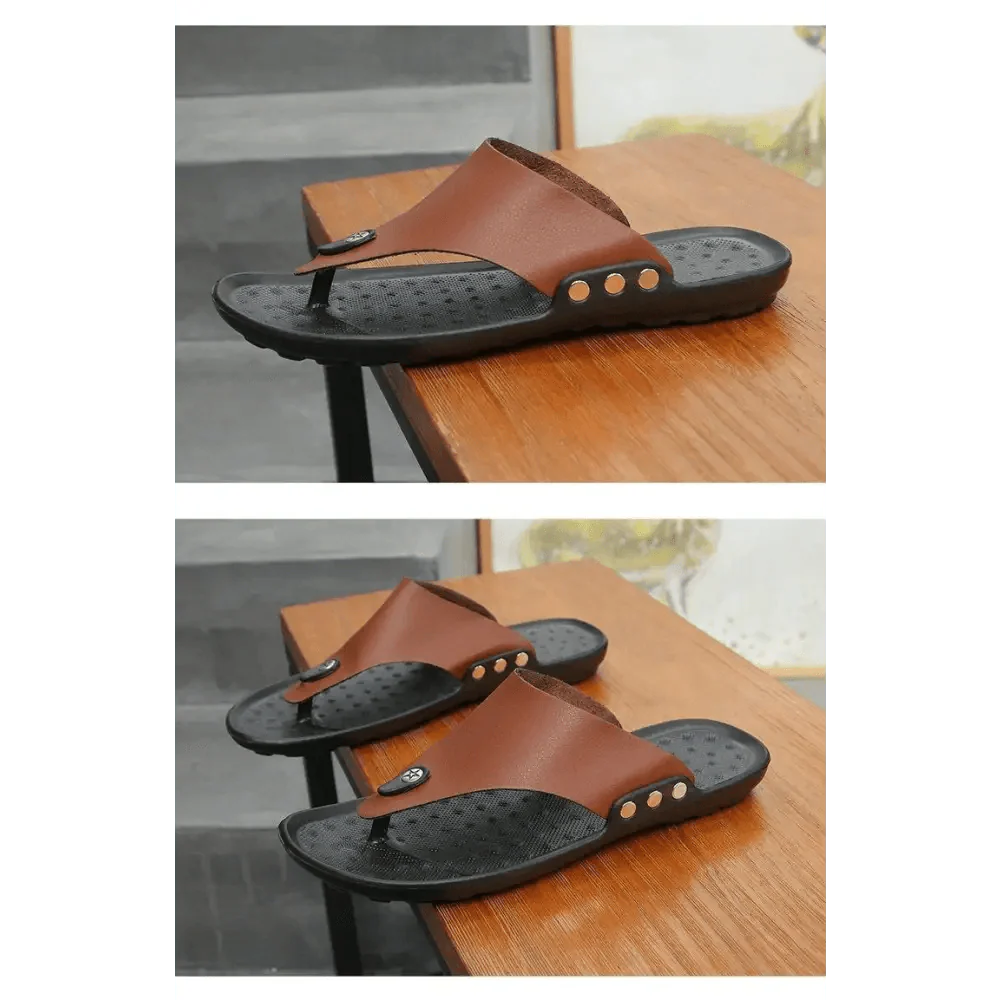 Summer Modern Design Men Flip-Flops For Beach Slippers Classic Brown Sandals Comfortable Casual Beach Outdoor Slippers For Men Stevvex