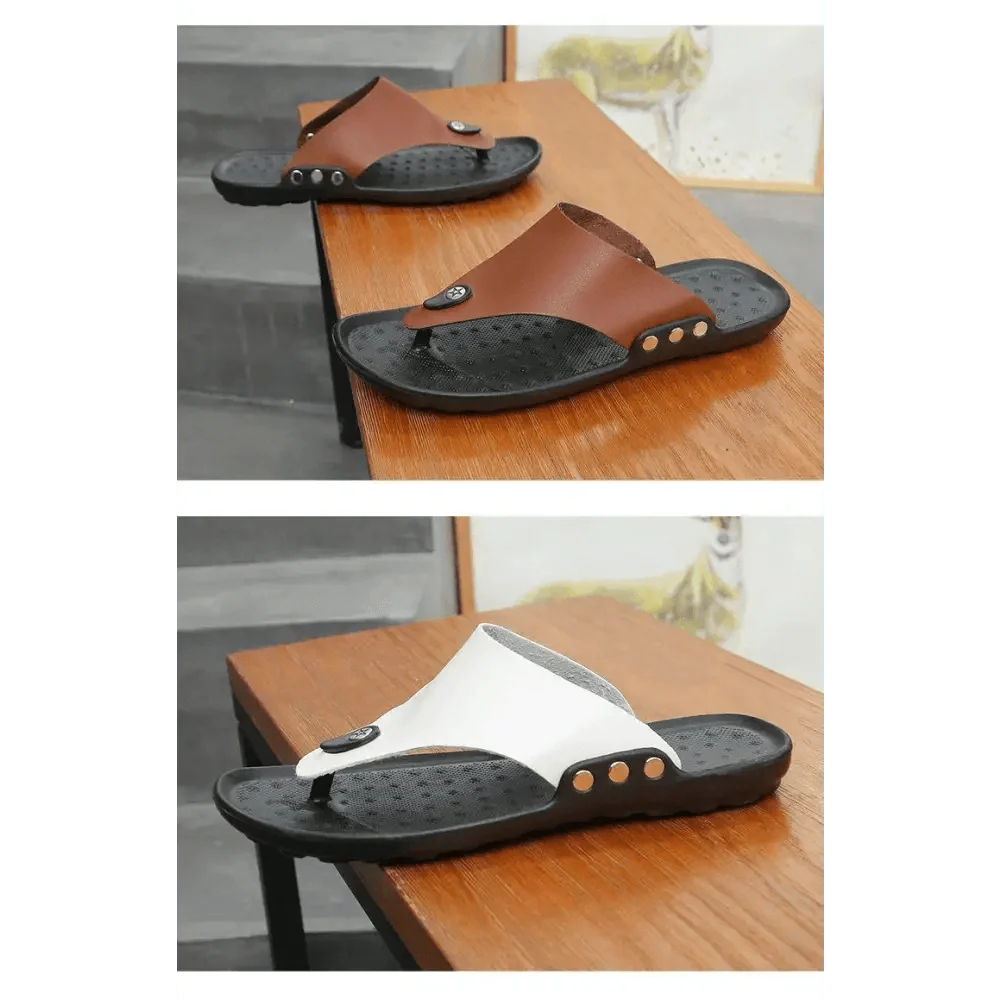 Summer Modern Design Men Flip-Flops For Beach Slippers Classic Brown Sandals Comfortable Casual Beach Outdoor Slippers For Men Stevvex