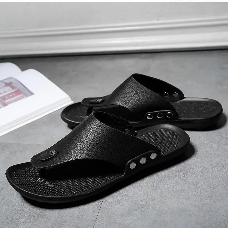 Summer Modern Design Men Flip-Flops For Beach Slippers Classic Brown Sandals Comfortable Casual Beach Outdoor Slippers For Men Stevvex