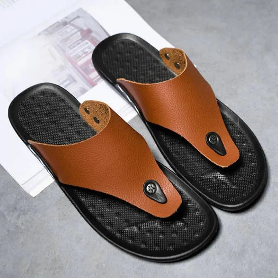 Summer Modern Design Men Flip-Flops For Beach Slippers Classic Brown Sandals Comfortable Casual Beach Outdoor Slippers For Men Stevvex