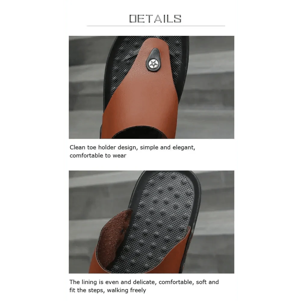 Summer Modern Design Men Flip-Flops For Beach Slippers Classic Brown Sandals Comfortable Casual Beach Outdoor Slippers For Men Stevvex