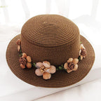 Summer New Sun Hat Stylish Bowknot Straw Hat For Women Beach Caps Parent-child Summer New Women's Sun Hat Bucket Cap Beige Flowers Ribbon Party Straw Hat For Women Stevvex