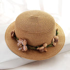 Summer New Sun Hat Stylish Bowknot Straw Hat For Women Beach Caps Parent-child Summer New Women's Sun Hat Bucket Cap Beige Flowers Ribbon Party Straw Hat For Women Stevvex