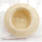 Summer New Sun Hat Stylish Bowknot Straw Hat For Women Beach Caps Parent-child Summer New Women's Sun Hat Bucket Cap Beige Flowers Ribbon Party Straw Hat For Women Stevvex