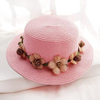Summer New Sun Hat Stylish Bowknot Straw Hat For Women Beach Caps Parent-child Summer New Women's Sun Hat Bucket Cap Beige Flowers Ribbon Party Straw Hat For Women Stevvex