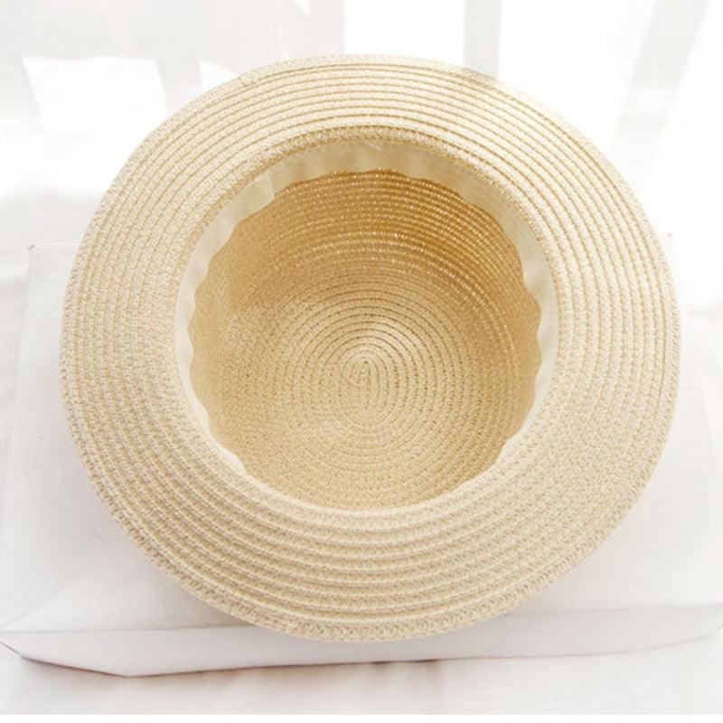 Summer New Sun Hat Stylish Bowknot Straw Hat For Women Beach Caps Parent-child Summer New Women's Sun Hat Bucket Cap Beige Flowers Ribbon Party Straw Hat For Women Stevvex