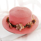 Summer New Sun Hat Stylish Bowknot Straw Hat For Women Beach Caps Parent-child Summer New Women's Sun Hat Bucket Cap Beige Flowers Ribbon Party Straw Hat For Women Stevvex