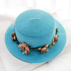 Summer New Sun Hat Stylish Bowknot Straw Hat For Women Beach Caps Parent-child Summer New Women's Sun Hat Bucket Cap Beige Flowers Ribbon Party Straw Hat For Women Stevvex