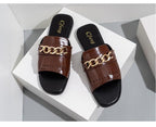 Summer New Women Slippers Open-Toe Flat Slippers Fashion Buckle Beach Slides Casual Flip Flops Women Shoes Slip On Comfortable Pointed Toe Loafers Women Luxury Black Sandals Stevvex